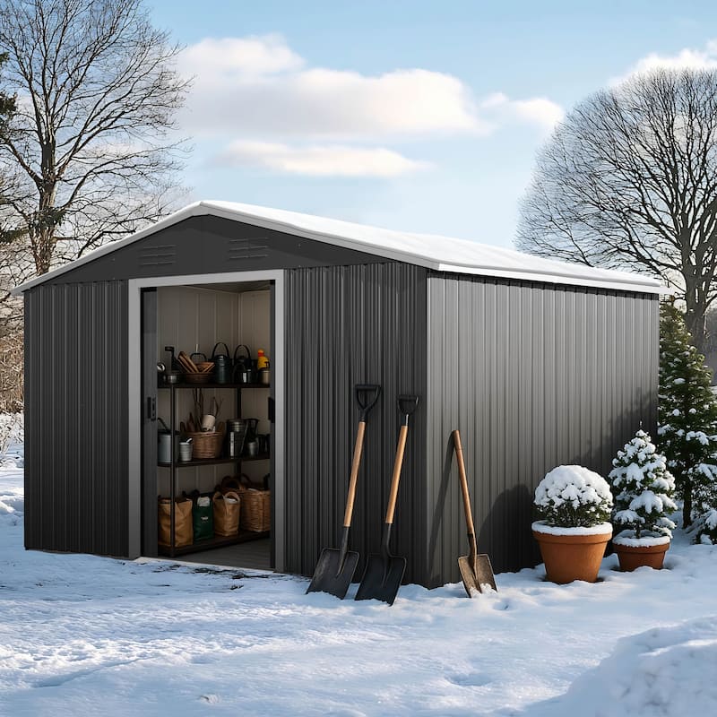 Metal Outdoor Garden Shed Storage Tool Shed with Sliding Doors