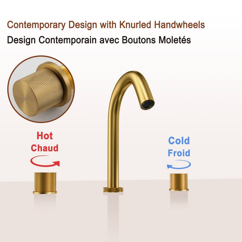 Deck Mounted 8 Inch Widespread Double-Handle Bathroom Faucet