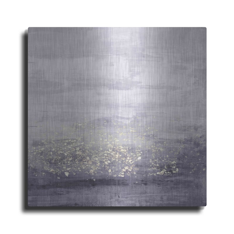 Luxe Metal Art 'Amethyst Glitter I' by Jennifer Goldberger Metal Wall Art - 24x24