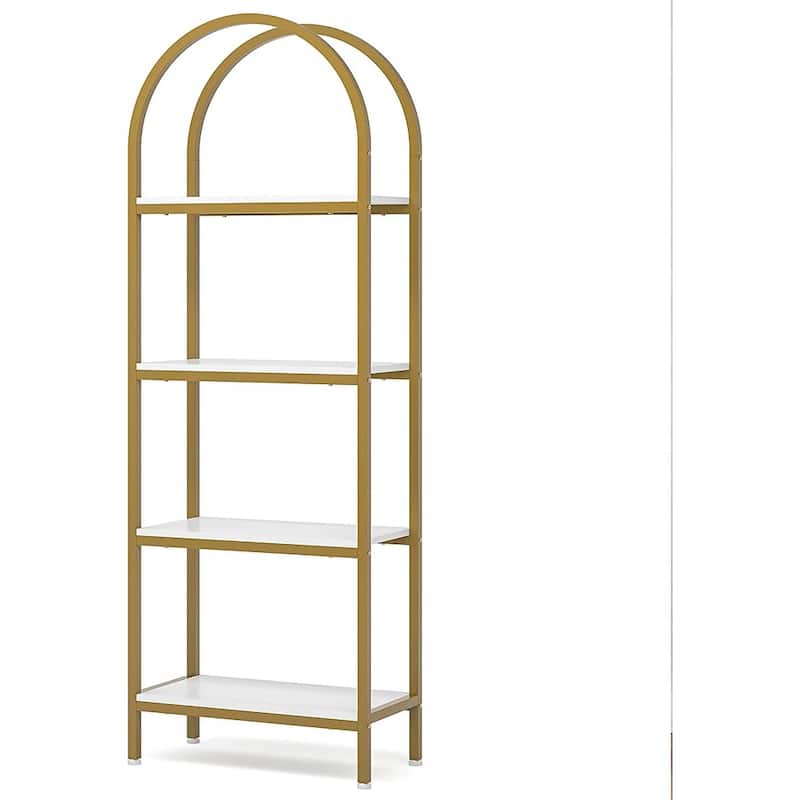 Freestanding Display Rack Tall Wood 4-Tier Bookcase Storage Shelves