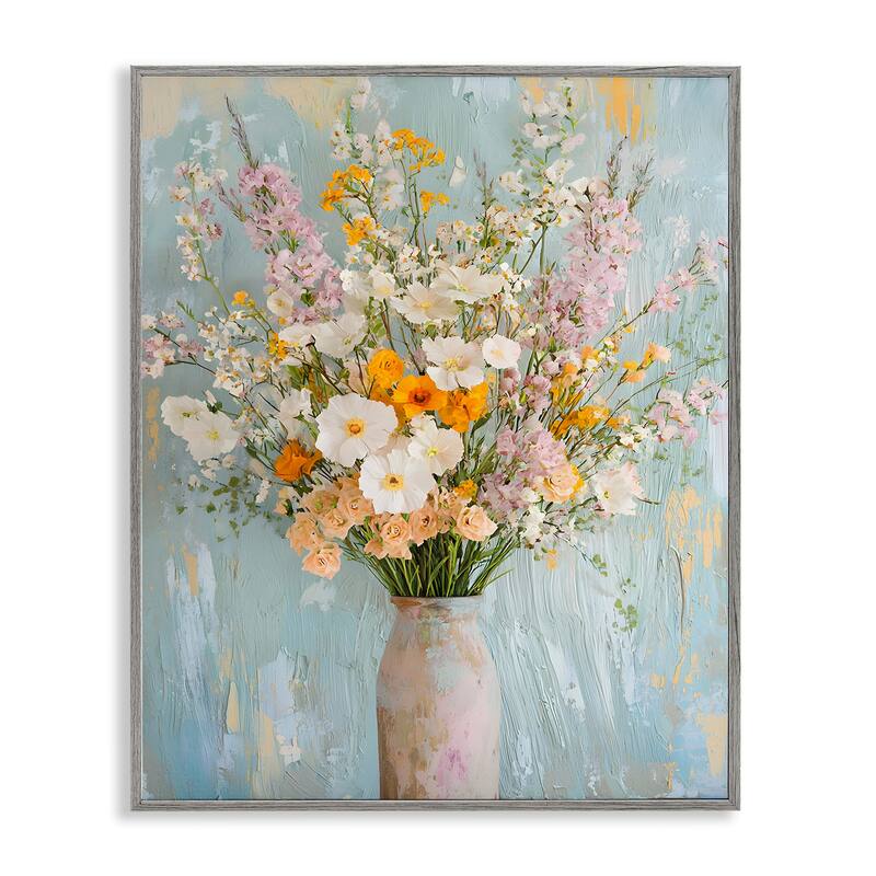 Stupell Orange & White Flower Arrangement Framed Giclee Art Design By Franklyn Gregory - 11 x 14 - Grey