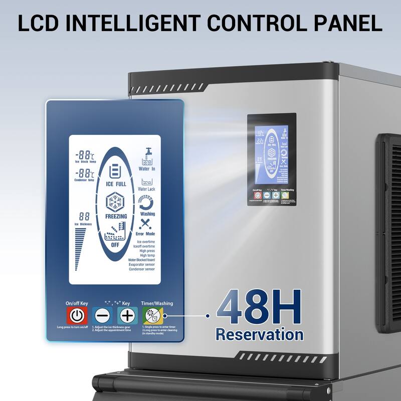 Ice Maker Commercial Ice Machine Stainless Steel Commercial Ice Maker Large Capacity Self-Cleaning