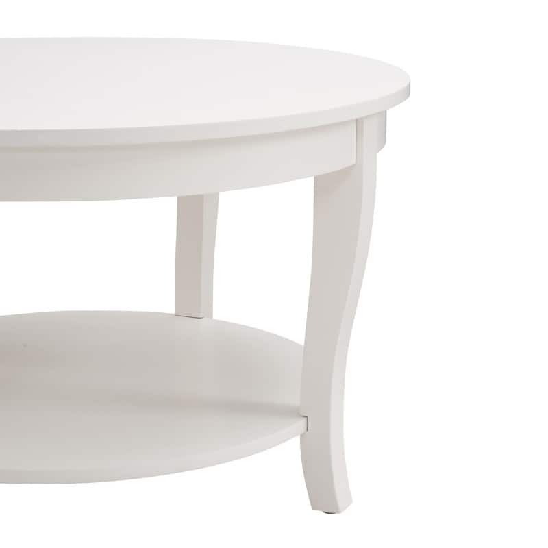 Traditional Round 2-Tier Coffee Table, 30-inch Wood Accent Table with Storage Shelf