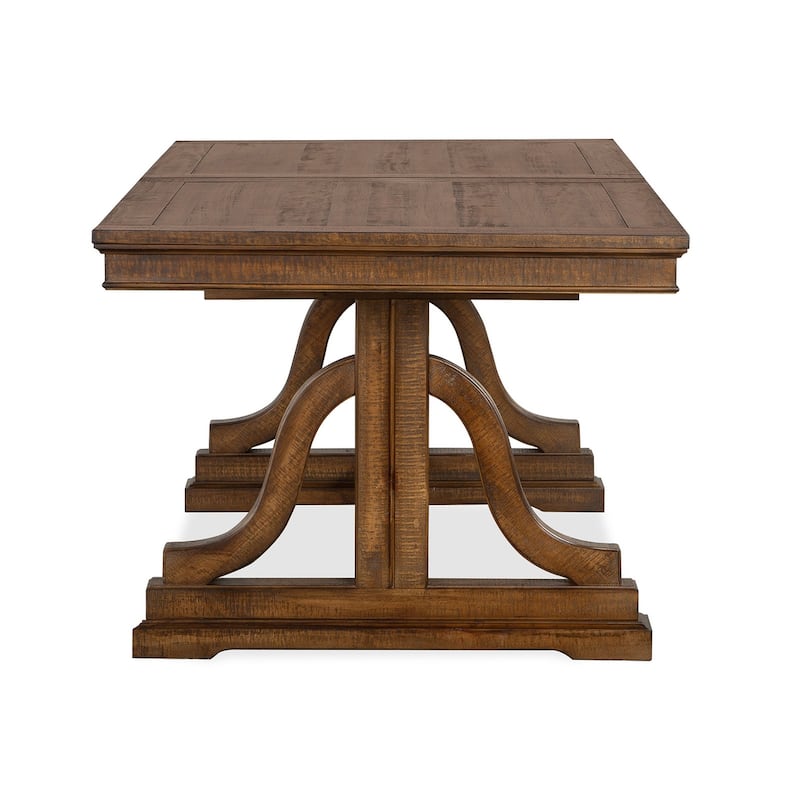 Magnussen Home Bay Creek Toasted Nutmeg Extendable Trestle Dining Table - 38''W x 72''D x 30''H