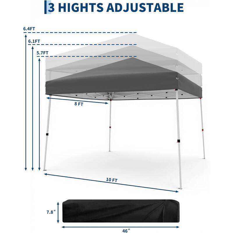 10x10FT Outdoor Portable Pop Up Tent Canopy with Carry Bag for Camping, Patio Deck Garden Beach
