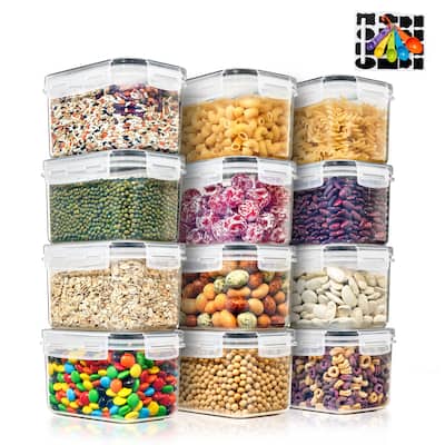 Sorbus Airtight Food Storage Containers with Locking Lids, Measuring Spoons & Labels -12 Pack (0.8L/27.05 Oz)