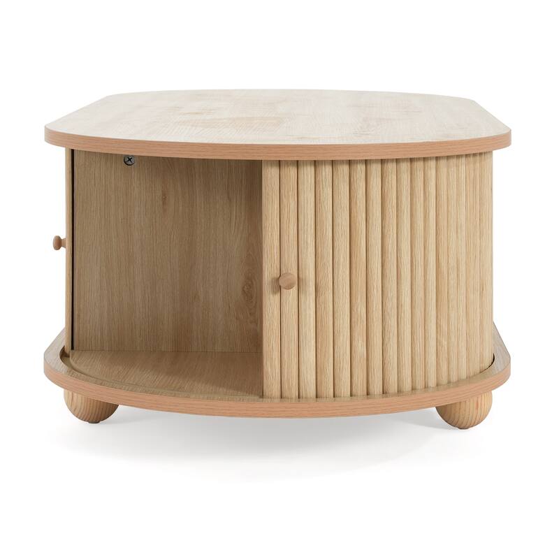 Christopher Knight Home - MDF Elegant Long Oval Storage Side Table with Retro Charm, Natural Finish