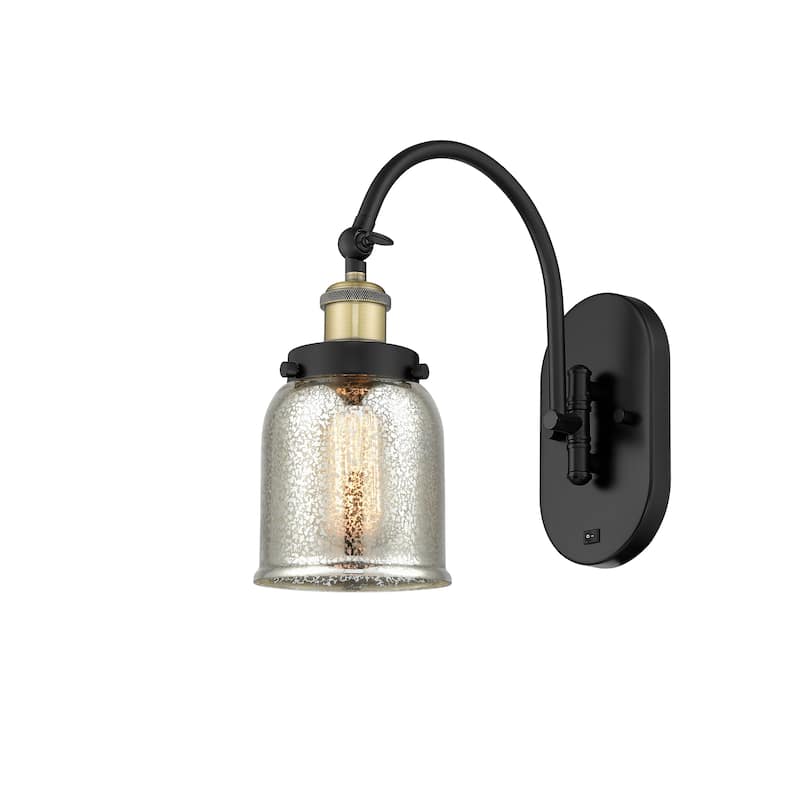 Innovations Lighting Franklin Restoration Bell - 1 Light 5" Sconce - Arm Swivels Side To Side - Silver Plated Mercury/Black Antique Brass