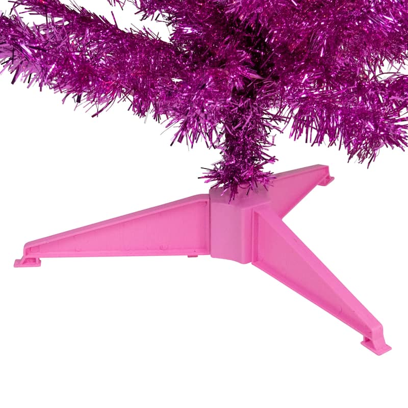 4' Pre-Lit Pink Artificial Tinsel Christmas Tree, Clear Lights - 4 Foot