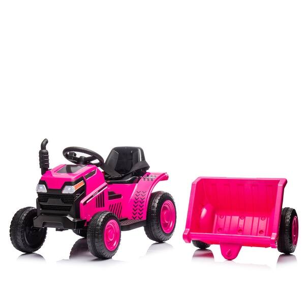 slide 2 of 46, 12V Kids Ride On Electric Tractor Black Knight, 2WD, Non-Skid Tires, Bluetooth, Music, MP3, Foot Pedal & Storage Tug