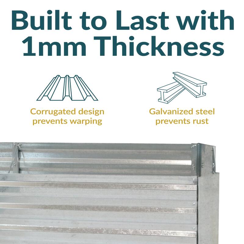 Sunnydaze L-Shaped Galvanized Steel Raised Garden Bed