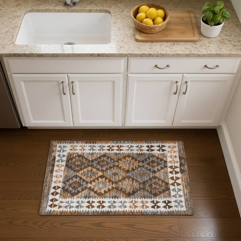 Premium Washable Super Soft Traditional Global Mayfield Rug - Copper - 1'8" x 2'6"