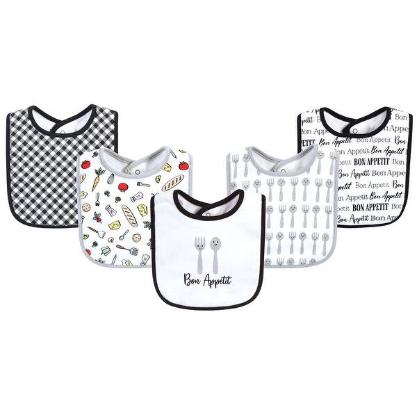 slide 1 of 1, Hudson Baby Unisex Baby Cotton Bibs, Bon Appetit, One Size - Bon Appetit - One Size