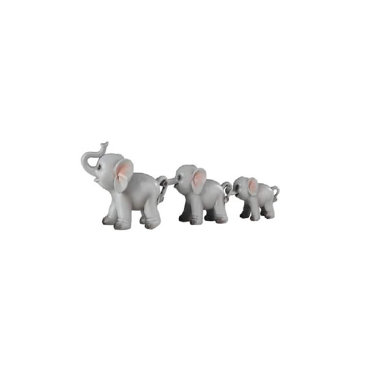 Q-Max 3-Piece Elephant Family Holding Tail with Trunk 3.5"H Figurine Set
