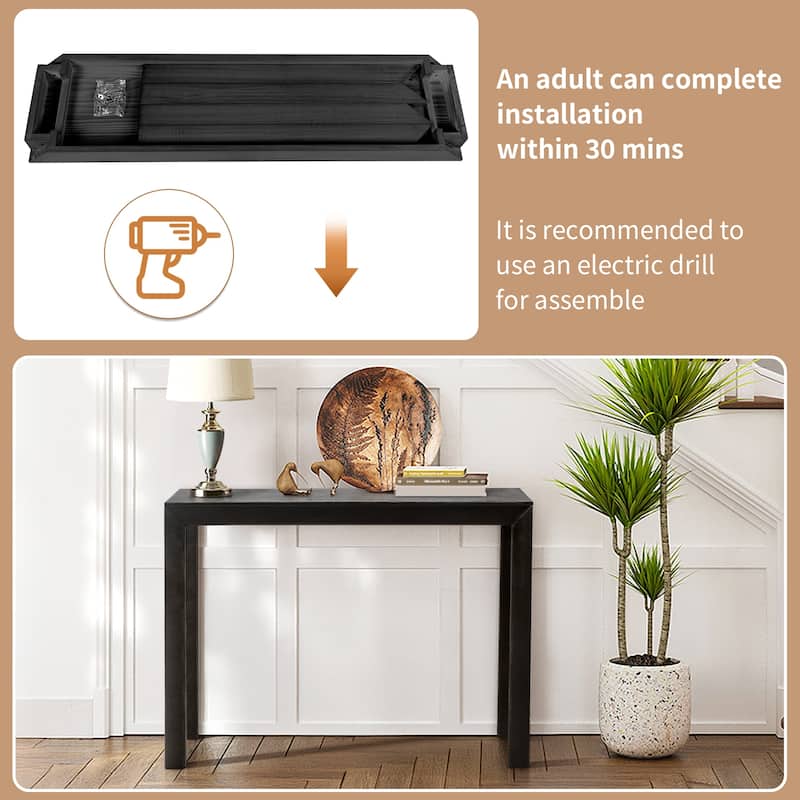 Pinewood Entryway Table Console with Sturdy Surface 220 lbs - 46.1 x 11.8 x 31.9 in