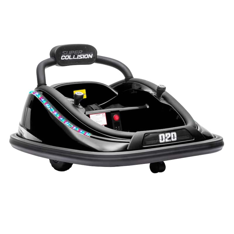 Exclusive Child Car with Remote Control, Black Rotating Bumper Vehicle with Joystick, Electric Car Toy with Built-in Music