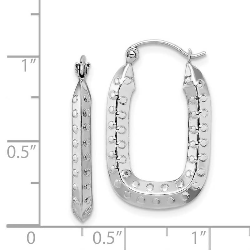 Curata 10k Yellow or White Gold Textured Rectangle Hoop Earrings - 25.28x15.57mm
