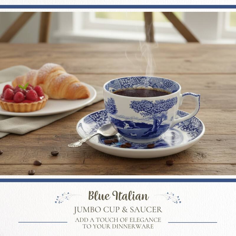 Spode Blue Italian Jumbo Cup and Saucer Set