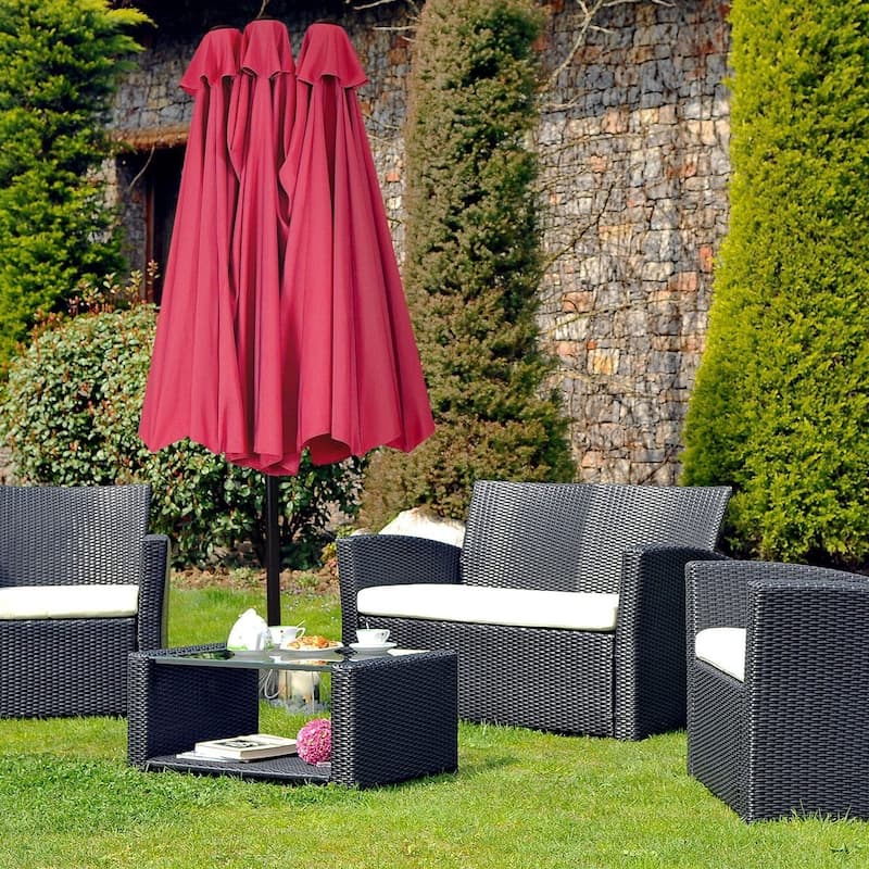 15' Twin Patio Umbrella Double-Sided Outdoor Market Umbrella without Base - 15' x 9.0' x 8' (L x W x H)