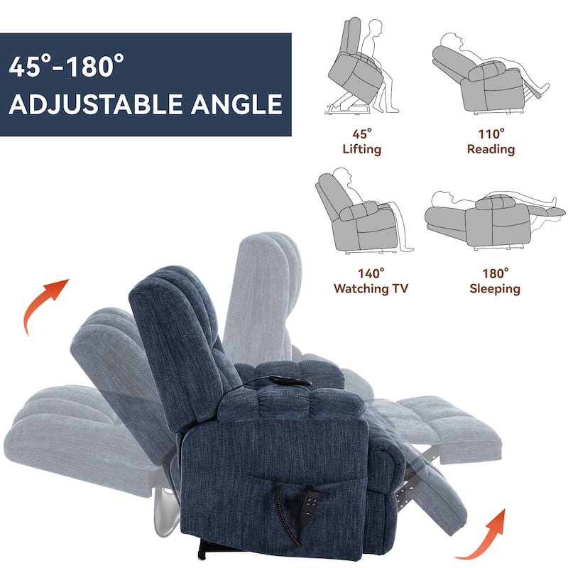Dual Motor Power Lift Recliner with Heat & Massage, Up to 350 LBS