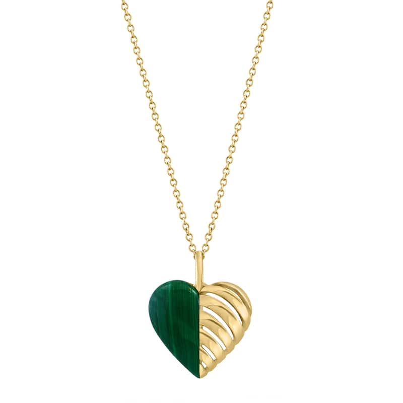 EFFY 14K Gold Malachite Heart Pendant Necklace
