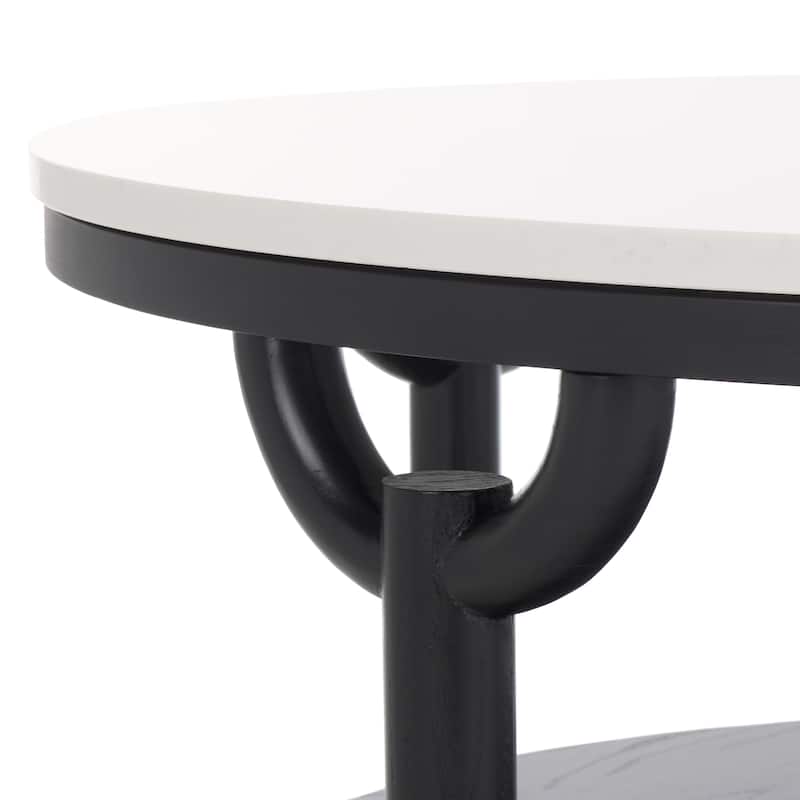 SAFAVIEH Couture Aive 2-Tier Marble Top Round Coffee Table - 35 In. W x 35 In. D x 17 In. H - 35"W x 35"D x 17"H