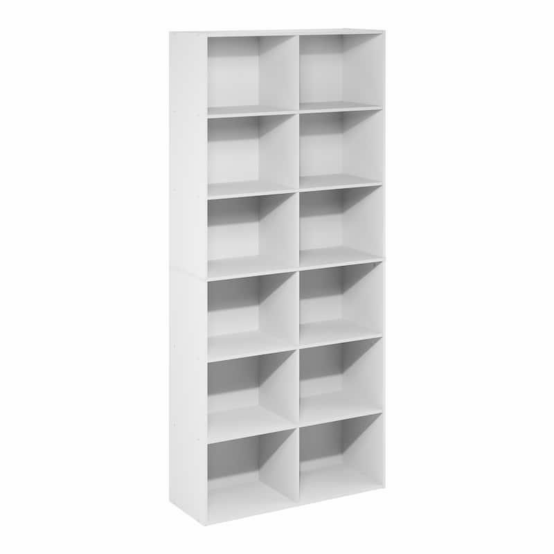 Furinno Basic 12-Cube Open Shelf Bookcase, Bookshelf, Storage Organizer, 12 x 32 x 71