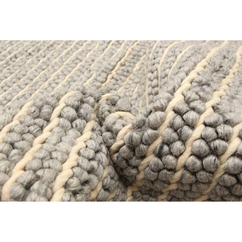 ECARPETGALLERY Braid weave Sienna Grey Wool Rug - 5'3 x 7'7