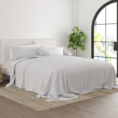 Soft Essentials Puffed Chevron Pattern 4 Piece Deep Pocket Bed Sheet Set