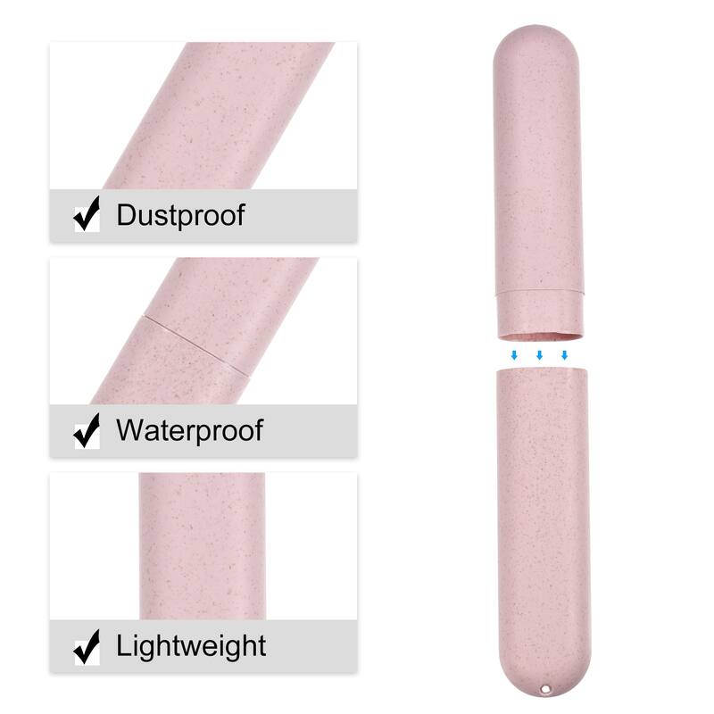 Toothbrush Holders Case for Travel Beige Pink 8.07"x1.22"x0.83" - Pink, Beige