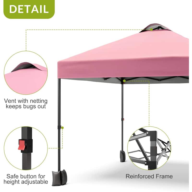 10x10ft Portable Instant Pop Up Canopy Tent with 1 Sidewall for Parties, Camping, Beach - N/A