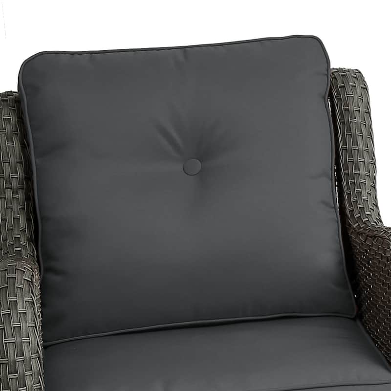 3 Pieces Patio Bistro Set with Rattan Rocking Chair Side Table