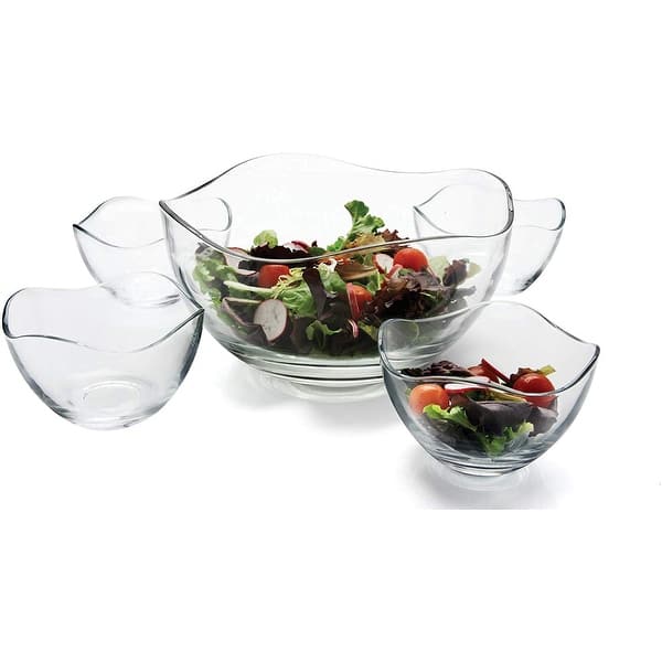 Glass serving bowl set