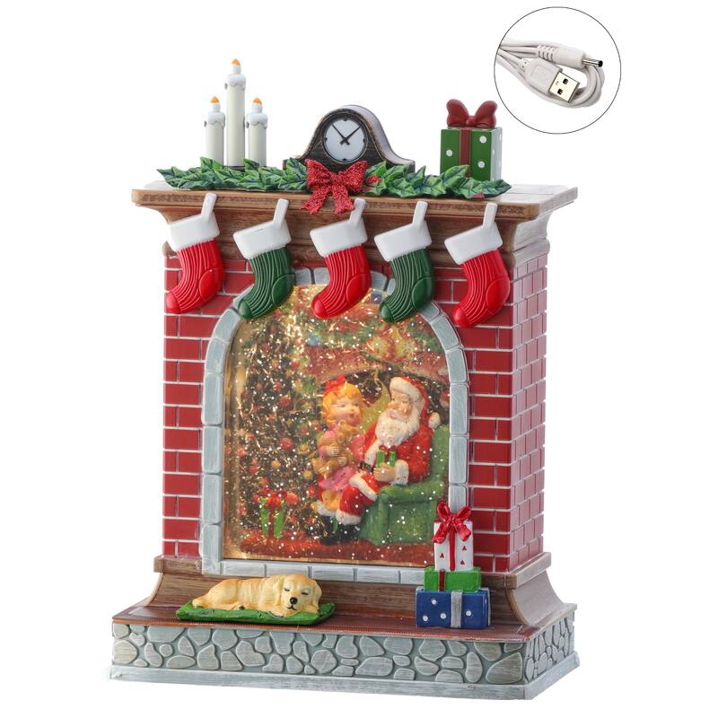 10" LED Fireplace Water globe Usb