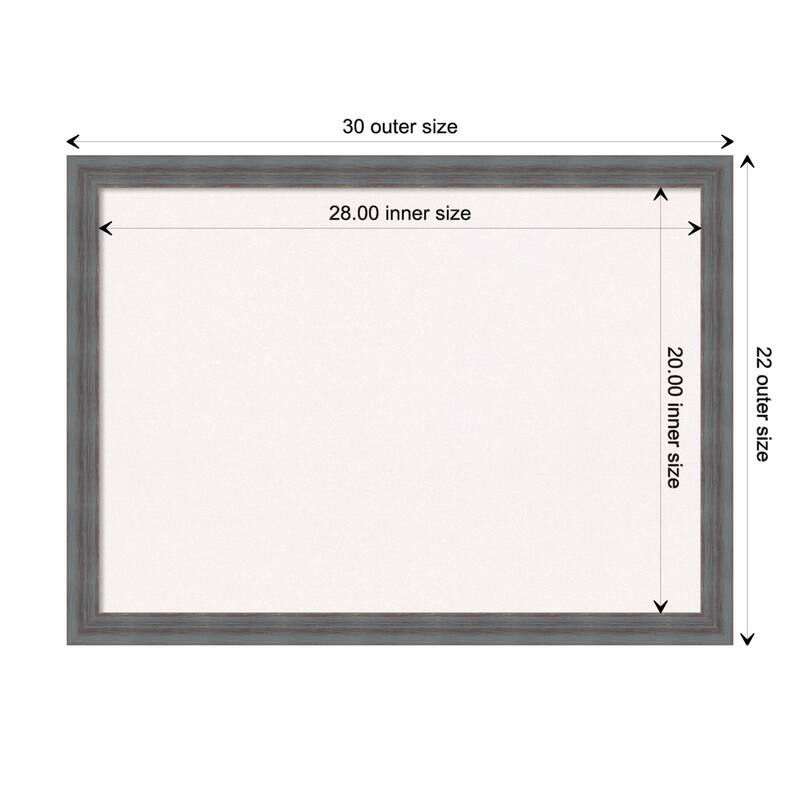 Dixie Blue Grey Rustic Wood Framed White Corkboard Bulletin Board - Board Size 28x20
