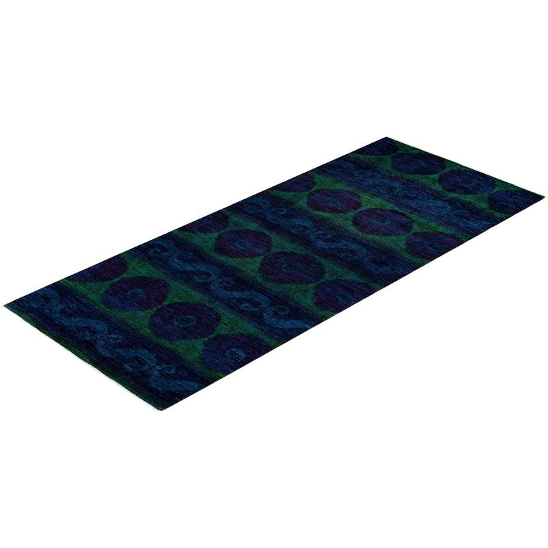 Overton Hand Knotted Wool Vintage Inspired Modern Contemporary Modern Purple Area Rug - 5' 3" x 12' 6"