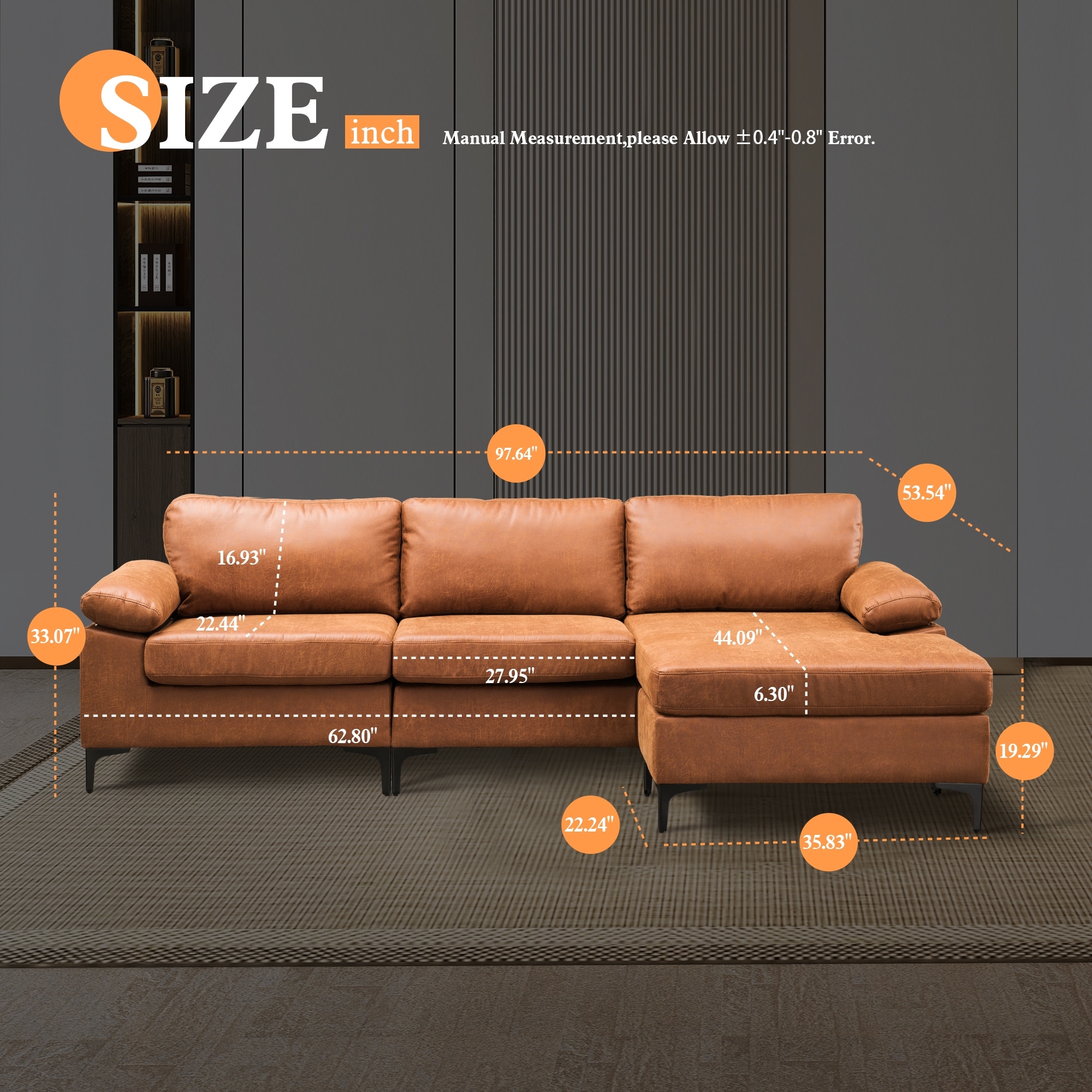 【おしゃれ】 Chaise Reversible Suede Mid-Century OVIOS Sofa Metal With バッグ
