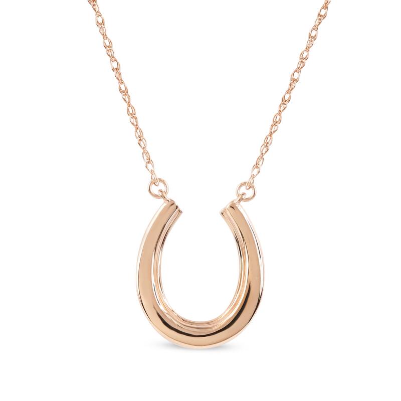 10K Gold 1/6ct TDW Diamond Horseshoe Pendant Necklace for Women