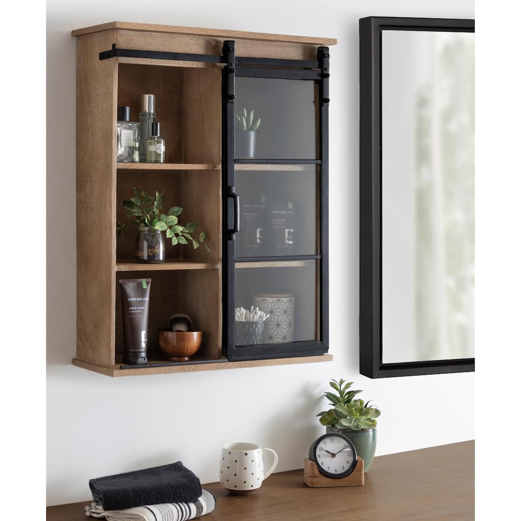 Kate and Laurel Barnhardt Decorative Wood Cabinet with Sliding Door - 22x28