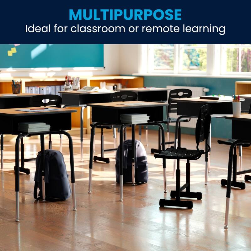 Adjustable Height Student Chair with Pedestal Frame - 16.25"W x 15.25"D x 30" - 32.5"H