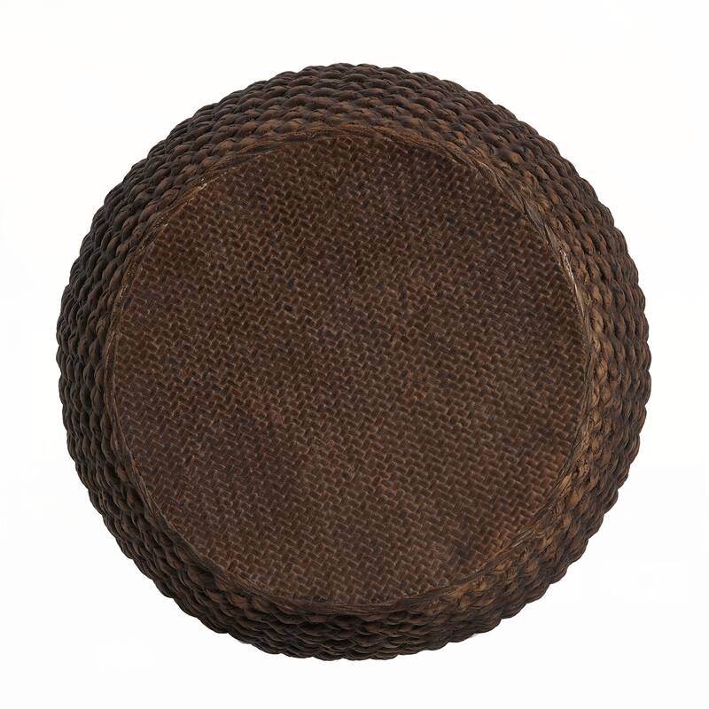 Faux Rattan Side Table for Indoor and Outdoor, Handmade MgO, Brown