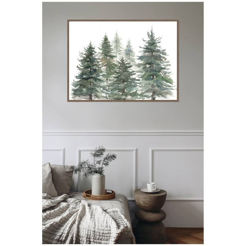 Kate and Laurel Sylvie Framed Canvas Pines And Evergreens by Patricia Shaw