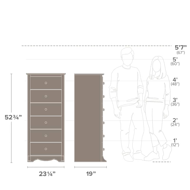 Prepac Monterey 6 Drawer Dresser for Bedroom, Tall Chest of Drawers, Bedroom Furniture, Clothes Storage and Organizer