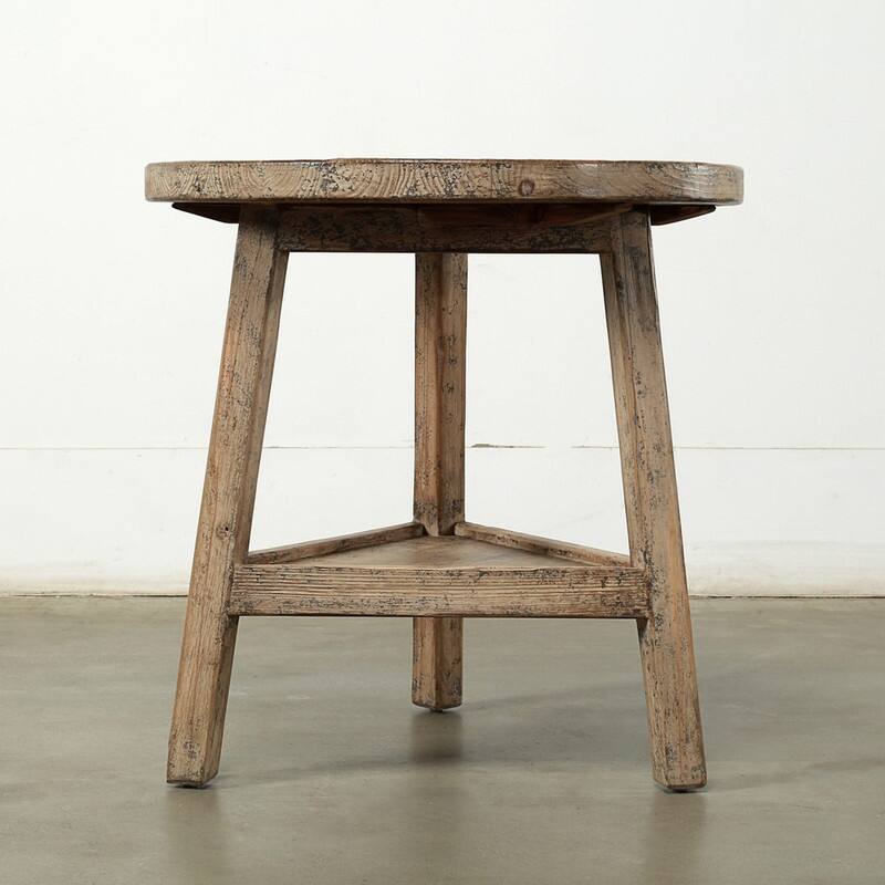 25 Inches Round Side Table with Shelf Distressed Black