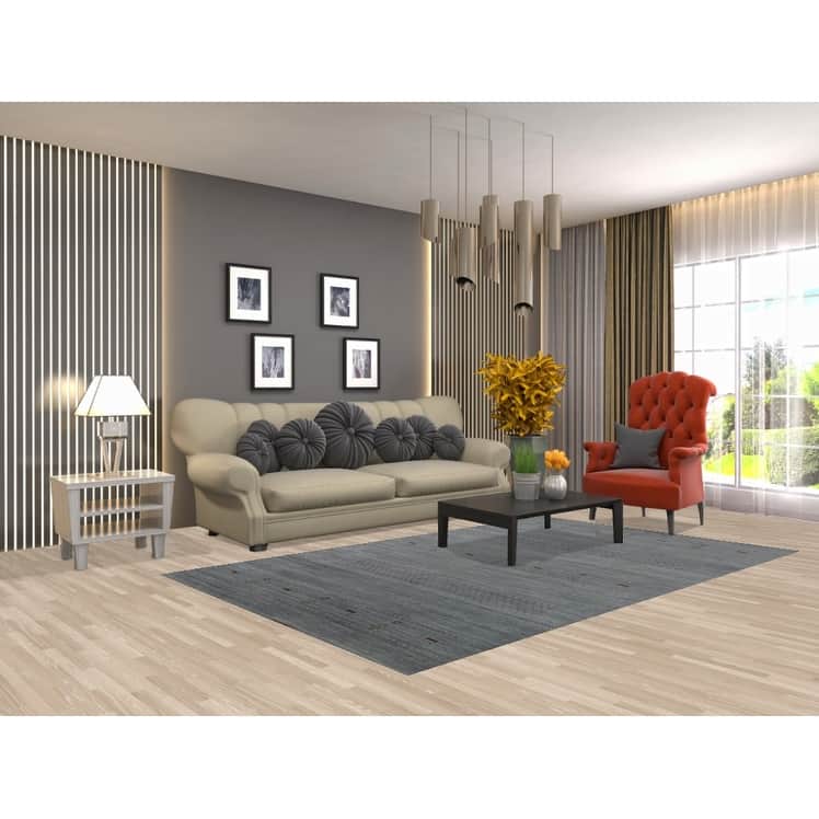Hand Knotted Oriental 100% Wool Carpet Tribal Stripe Greys & Charcoal Gabbeh Area Rug - 8' 4'' X 5' 2''