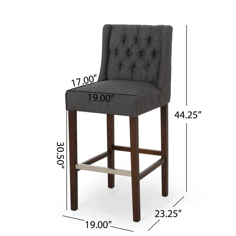30" Modern Set of 2 Bar Stools with Button-Tufted Backrests Seats, Metal Legs, for Bar Dining Room and Living Room