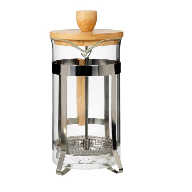 Glass and Stainless Steel French Press with Bamboo Lid and Handle