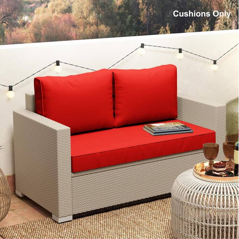 Outdoor Loveseat Cushion Set (Set of 1 Seats,48x24in, 2 Backs,24x18in )