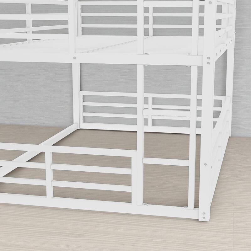 Metal Triple Bunk Bed Twin/Full/Twin XL/Queen with Safety Guardrails, Noise-Free Slats, Heavy Duty Frame