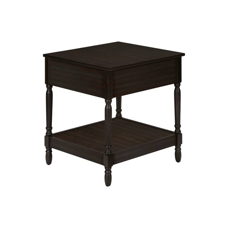 Accent Table, 2 Tier, End, Side Table, Square, Nightstand, Bedroom, Lamp, Brown Veneer, Traditional